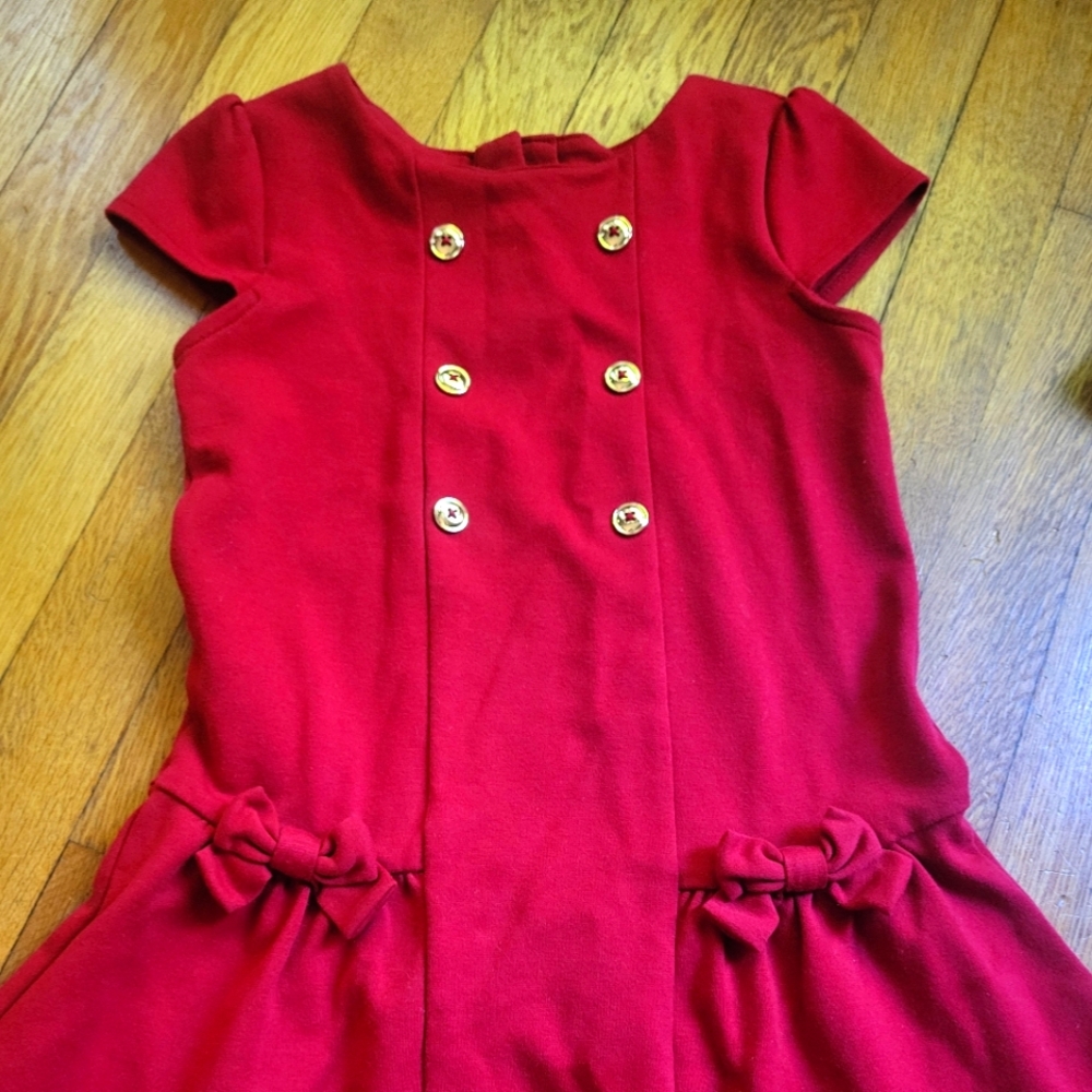 Gymboree Red Formal Kids Dress with Gold Buttons